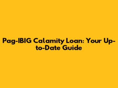 Pag-IBIG Calamity Loan: Your Up-to-Date Guide