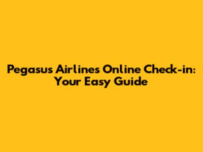 Pegasus Airlines Online Check-in: Your Easy Guide