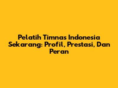 Pelatih Timnas Indonesia Sekarang: Profil, Prestasi, Dan Peran