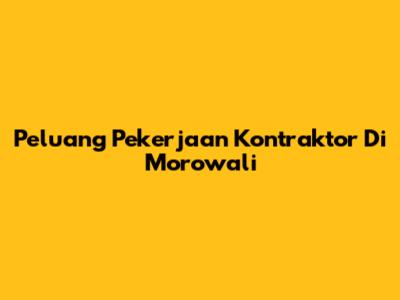 Peluang Pekerjaan Kontraktor Di Morowali