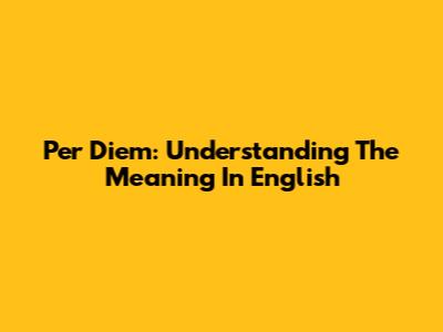 Per Diem: Understanding The Meaning In English