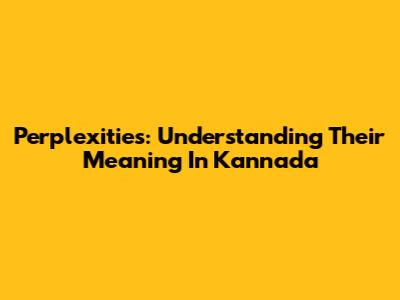 Perplexities: Understanding Their Meaning In Kannada