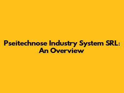 Pseitechnose Industry System SRL: An Overview