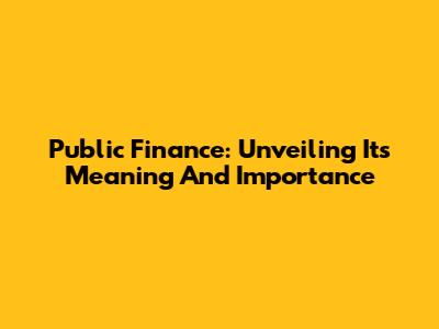 Public Finance: Unveiling Its Meaning And Importance