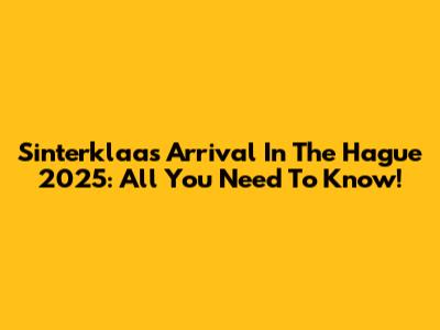 Sinterklaas' Arrival In The Hague 2025: All You Need To Know!