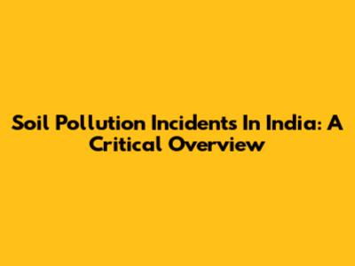 Soil Pollution Incidents In India: A Critical Overview