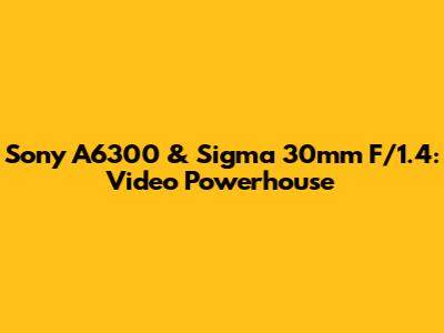 Sony A6300 & Sigma 30mm F/1.4: Video Powerhouse