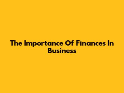 The Importance Of Finances In Business