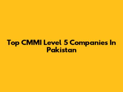 Top CMMI Level 5 Companies In Pakistan