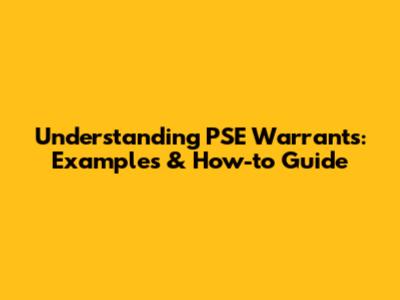 Understanding PSE Warrants: Examples & How-to Guide