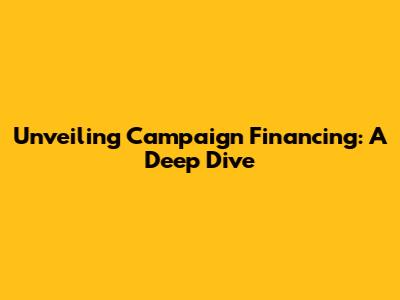 Unveiling Campaign Financing: A Deep Dive