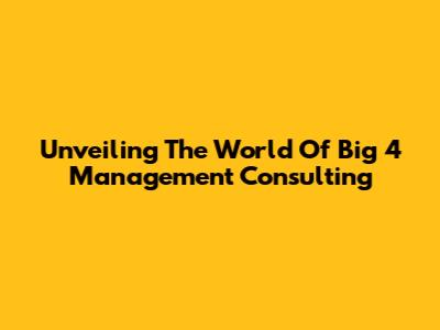 Unveiling The World Of Big 4 Management Consulting
