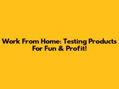 Work From Home: Testing Products For Fun & Profit!