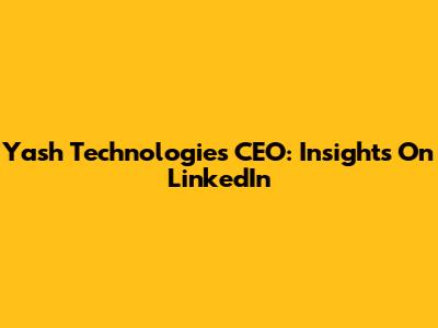 Yash Technologies CEO: Insights On LinkedIn